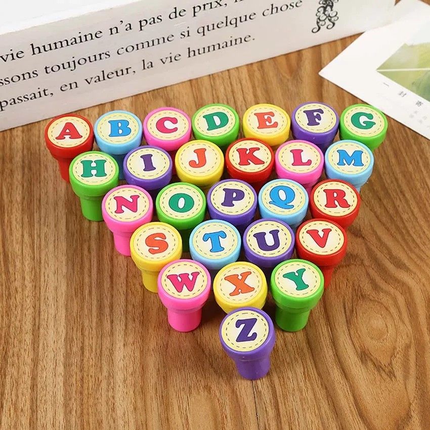 New 26 Pcs DIY Letter Alphabet Stamp Toy Sets Teach Kids Alphabet and