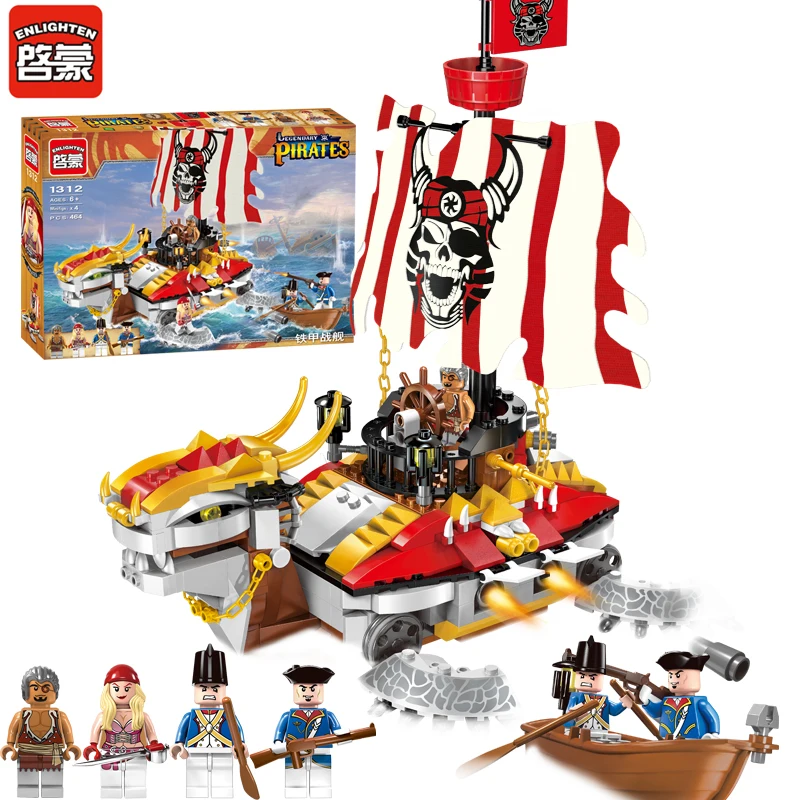 Goedkoop ENLIGHTEN 1312 pirates of the Caribbean Armor Slagschip Corsair Boot Monteren Model Bouwstenen minifig Kinderen Speelgoed Gift
