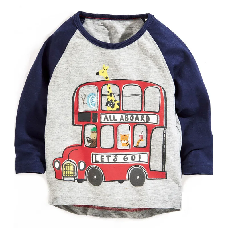 

Jumping meters Kids boy clothes tops tees autumn spring t shirts children boys shirts long sleeve cartoon bus animals print tops
