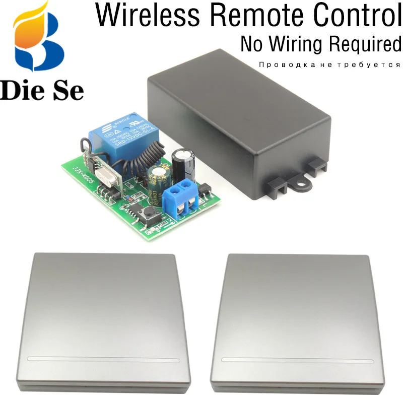 

Light Switch 86 Wall Panel Wireless Remote Control AC 85V~250V 1 Gang for LED/ Lamp/ Bulb/ Door/ Pump Switch No wiring required