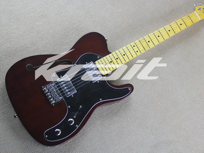 

Krait Hollow Body TL Wine Red Color Guitarra Electrica F Hole Vintage Neck Guitars with Silver Color Hardware