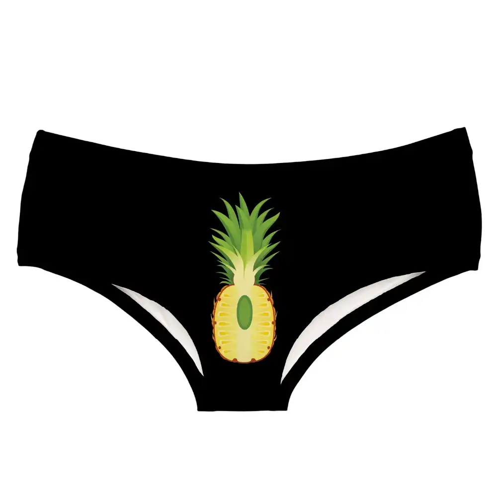 Leimolis Amarillo Piña Negro Estampado Divertido Sexy Hot