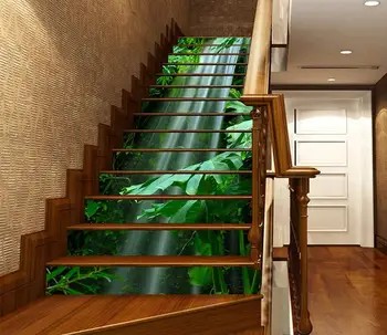 

3D Waterfall Fresh Plants decoration Photo Mural Vinyl Decal Poster Waterproof for Living Room Home Decor 13Pcs/set