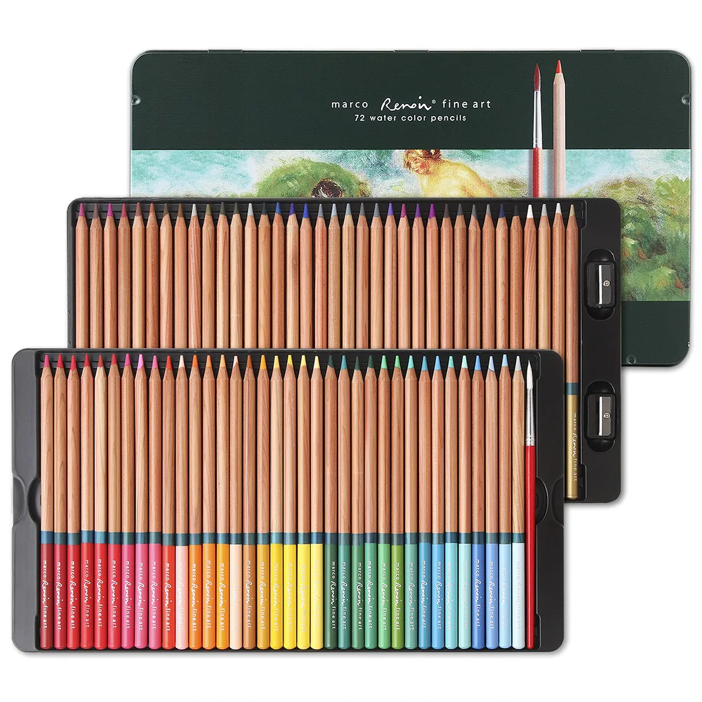

Marco Professional Level Water-Soluble Color Pencils Set 48/72 Colors Watercolor Sketching Pencils For Drawing+Brush
