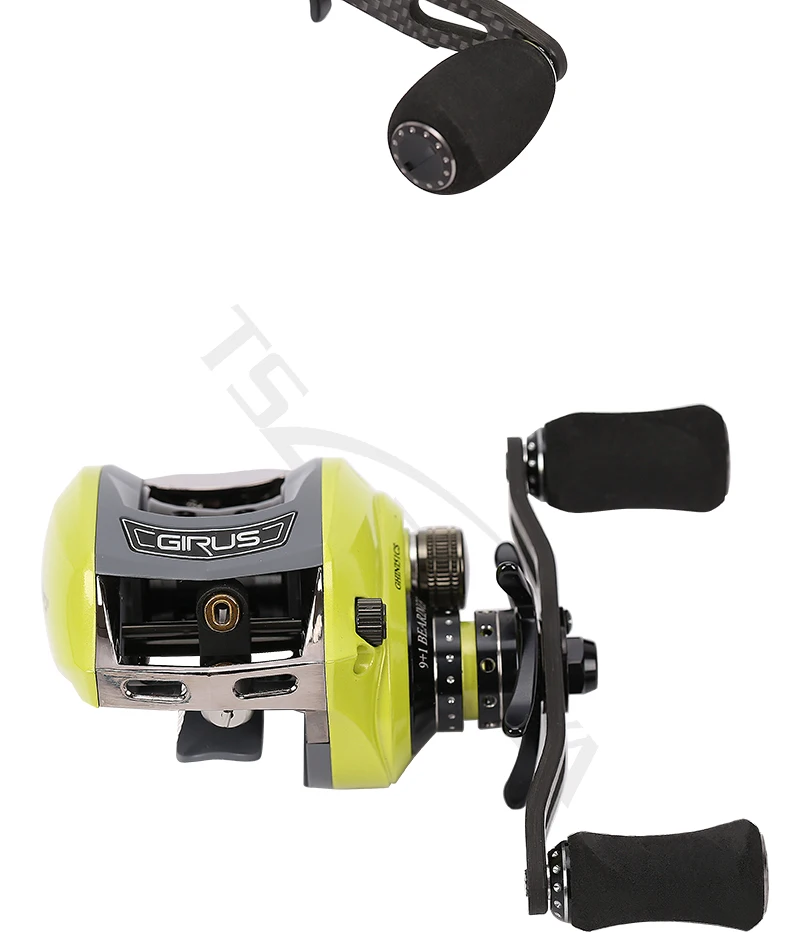 Corpo de Metal Cheia de Carbono Gota de Água Carretel de Pesca-carretel 9 + 1bb Ghini Rocker Roda Mão Esquerda Direita Baitcast 6.6: 1 33 rocker 6.6: 1 gota de água roda