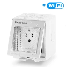 Alfawise wifi умная настенная розетка США Великобритания вилка IP55 Водонепроницаемая наружная розетка приложение Удаленная розетка электрическая розетка