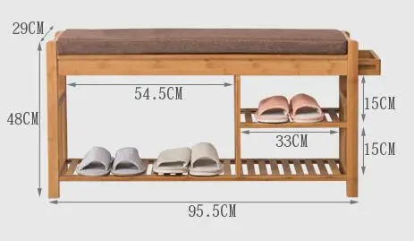 Бамбуковая настольная стойка для обуви с подушкой, мягкая полка для хранения сидений, органайзер для спальни, гостиной, прихожей, фойе