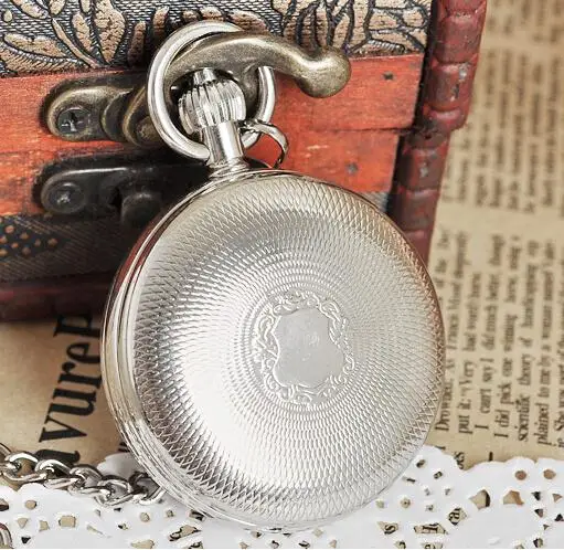 Новое поступление антикварные серебряные двойные открывающиеся чехол Механические мужские карманные часы
