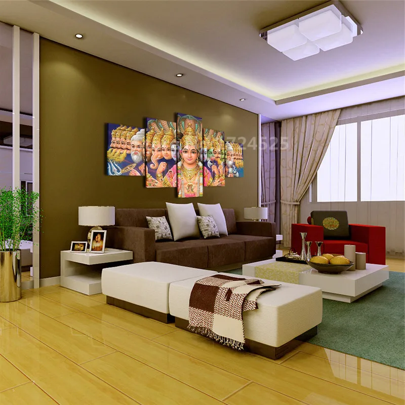 Wall-Art-Pictures-Living-Room-Decor-HD-Printed-Mythology-Shiva-Vishnu-Poster-Frame-5-Piece-India (3)