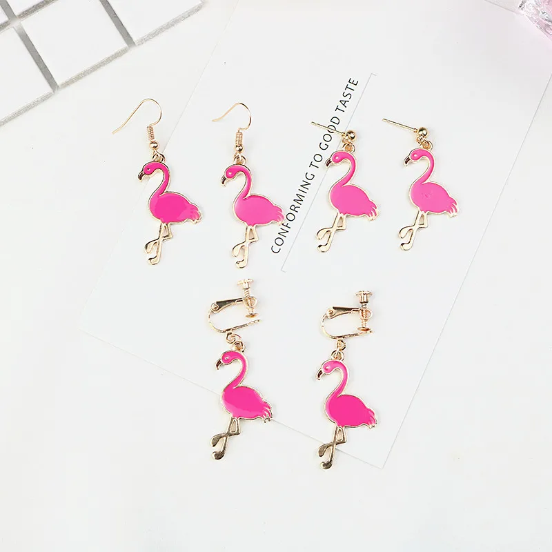 Серьга Фламинго С мультяшными животными, милые забавные женские серьги из сплава, модная новинка, персонализированная подвеска, ювелирные изделия, harajuku joker, простые