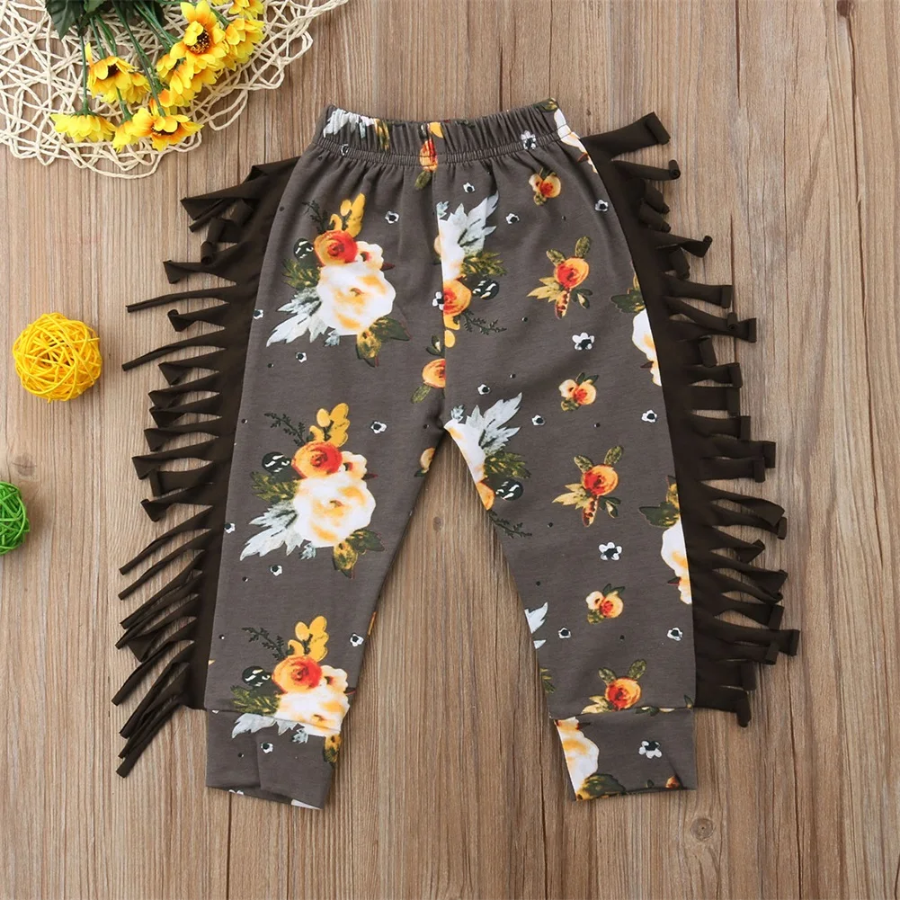 Детские эластичные штаны-шаровары с цветочным принтом для маленьких мальчиков и девочек, хлопковые штаны с цветочным принтом и кисточками, одежда для мальчиков и девочек, черный, желтый, От 0 до 2 лет