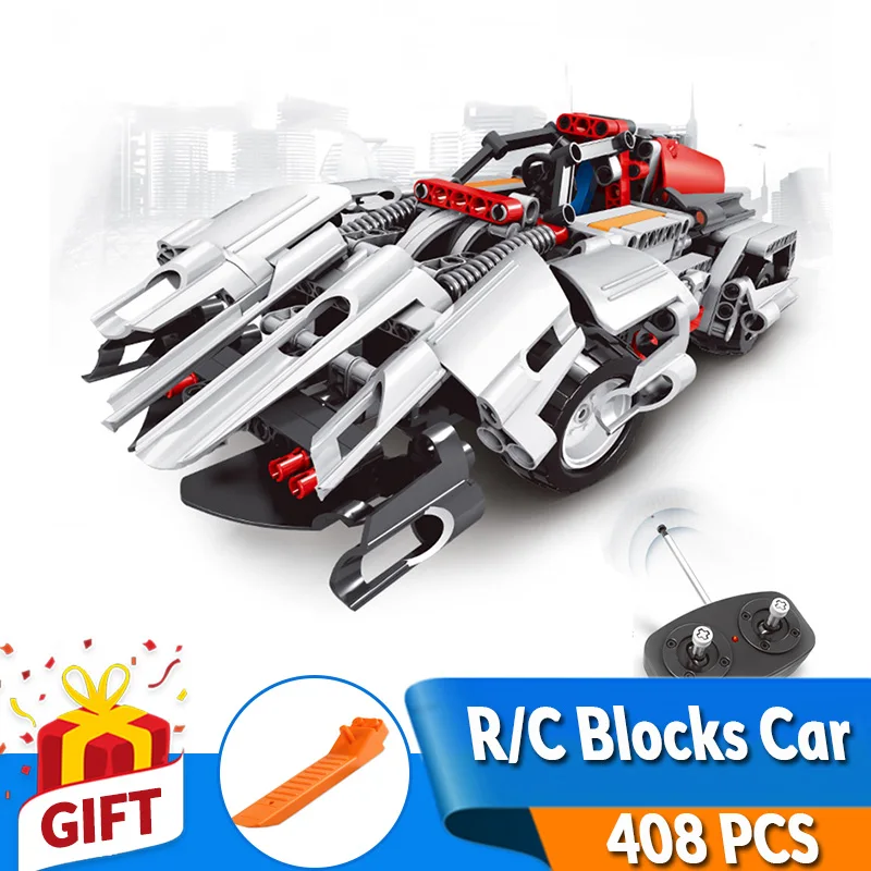 29cm 2in1 Transform Car Technic DIY Assemble RC Car Building Stacking Blocks 408 pcs Big Bricks education Toys Toy Gift for Kids