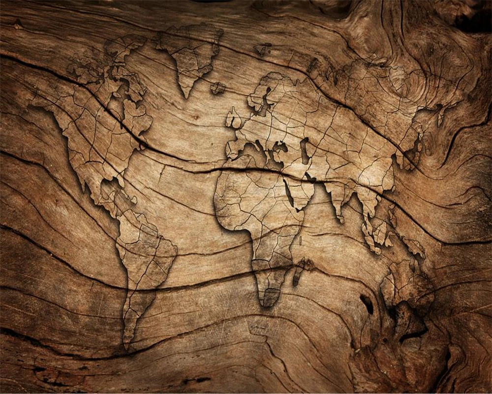Beibehang Custom wallpaper vintage wood grain world map background wall living room bedroom TV background mural 3d wallpaper Beibehang Custom wallpaper vintage wood grain world map background wall living room bedroom TV background mural 3d wallpaper