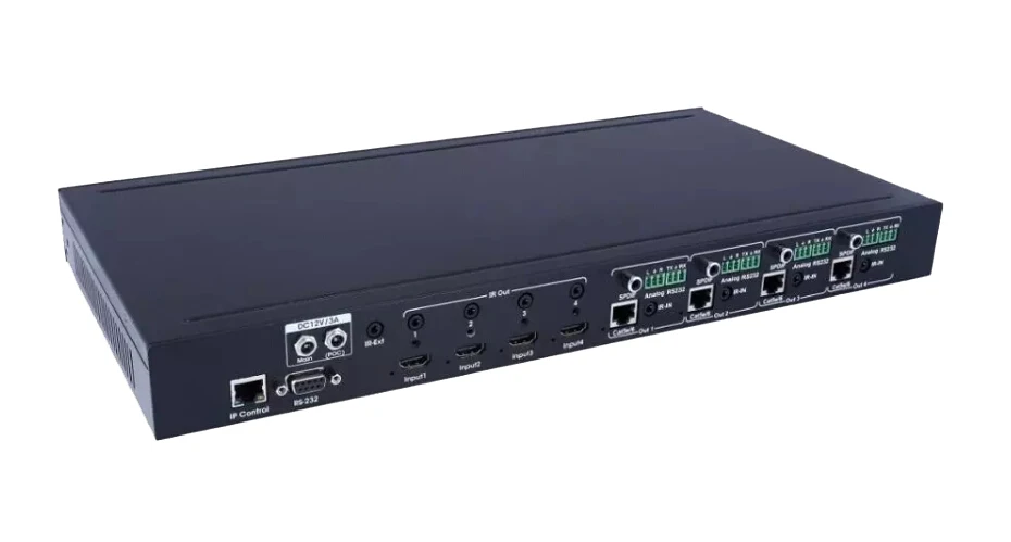 PUZHIJIE 4x4 HDBaset матрица 4X4 HDMI матричный удлинитель Коммутатор HDMI 2,0 HDCP2.2 4 к 60 Гц с 4 POE приемниками через UTP кабель