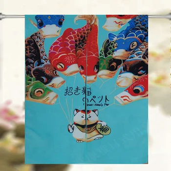 

Japanese culture fishes and cat door curtain Windows Home decor Furnishing Feng Shui door curtain Cotton cloth carp door curtain