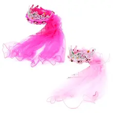 Детский Свадебный ободок для волос с цветами, блестящая корона, тиара, стразы, ювелирное изделие, кружевной цветной ободок с двойным слоем