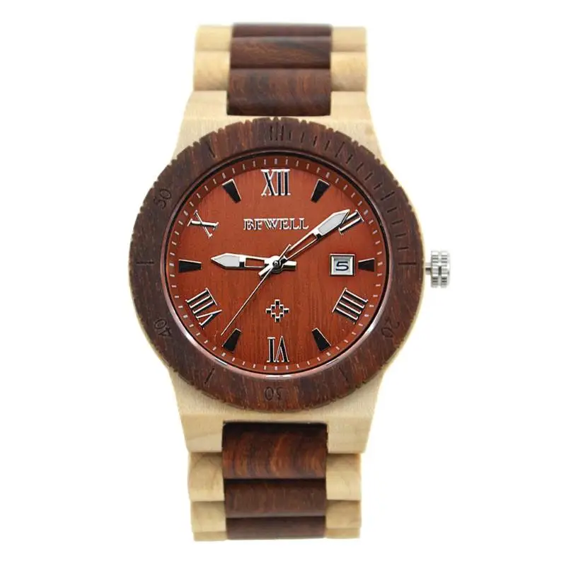 

Men Wood Casual Waterproof Vintage Analog Date Round Dial Quartz Watches Handmade Wooden Watches Male Wristwatches relogio