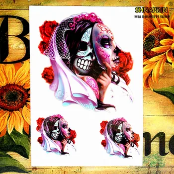 

SHNAPIGN Vampire mask Temporary Tattoo Body Art Flash Tattoo Stickers 12*20cm Waterproof Henna Styling Home Decor Wall Sticker