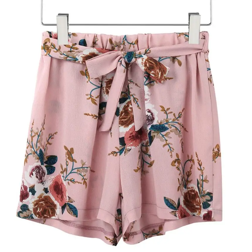 

Women shorts Women Print Casual Belt Loose Hot Lady Summer Trousers july30