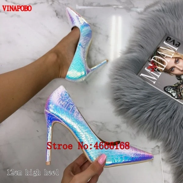12cm heel Брендовая обувь женская обувь женские туфли на высоком каблуке, туфли на шпильке со змеиным рисунком насосы для печати женская обувь на высоких каблуках; пикантная обувь для вечеринки, свадебные туфли - Цвет: 12cm heel