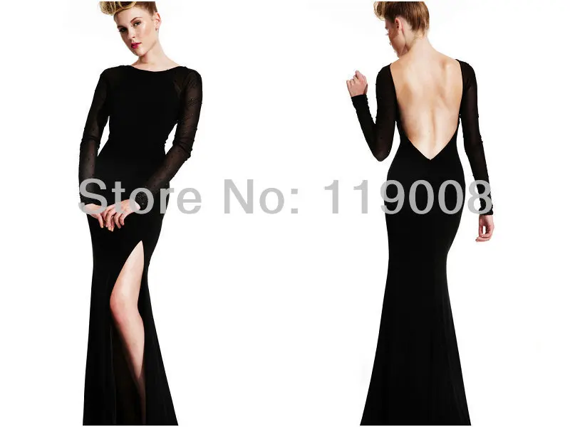 Best Selling Modest Prom Party Dresses Backless Floor Length Gowns Black Chiffon Beaded Long Evening Dress Formal 2014 | Свадьбы и