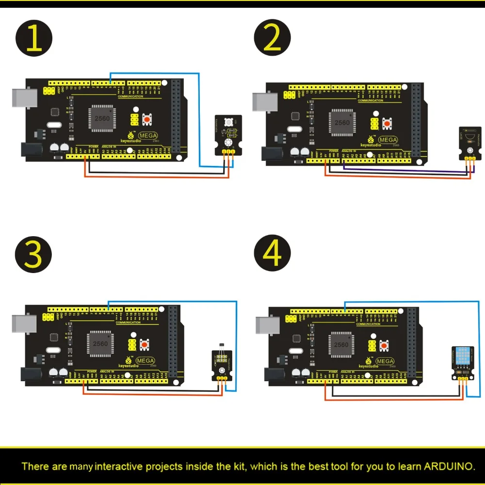 Keyestudio Сенсор Starter Kit(Mega2560+ щит V1) для Arduino проект W/Подарочная коробка+ Сенсор s(30 шт.)+ PDF(онлайн