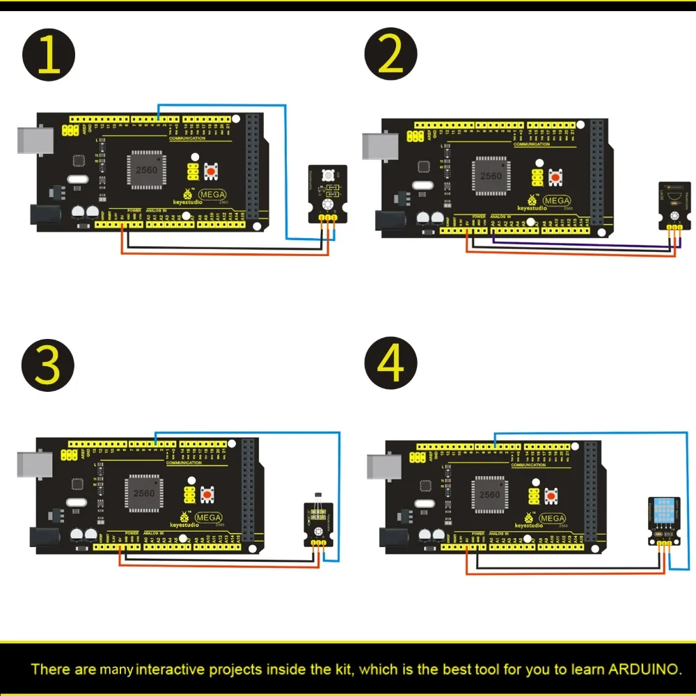 Новый сенсорный стартовый комплект Keyestudio (Mega2560r3 + Shield V1) для учебного проекта Arduino