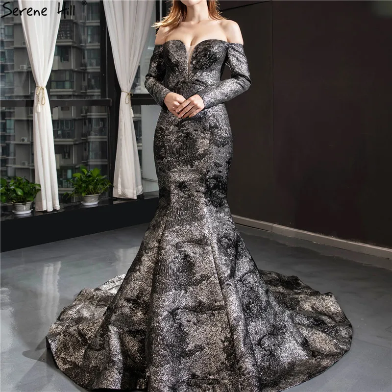 Black Silver Mermaid Long Sleeves Wedding Dresses 2020 Off