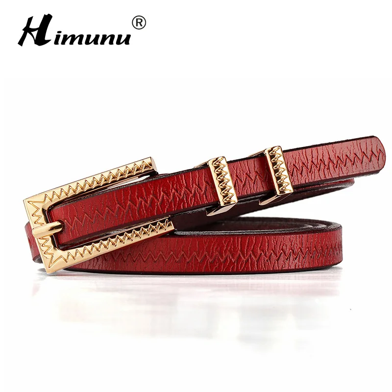 Himunu Fashion Pin Buckle Women Belt Genuine Leather Female Belt for Women Luxury Brand Cowskin Jeans Belts