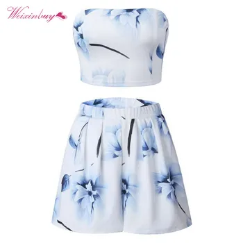 

Women Sets Mini Strapless Elastic Waist Solid Short Prairie Chic Styles Draped Shorts Female Clothing Sets