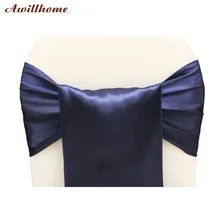200 шт. Темно-Синий Атлас Sahes свадьба стул пояса темно свадьба лук створки