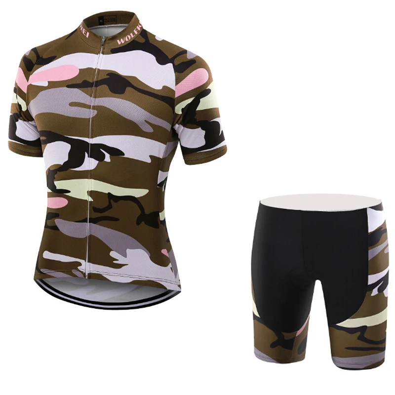 WOLFKEI Camouflage Cycling Jersey Kit 2017 Cycling Clothing Mtb Bike