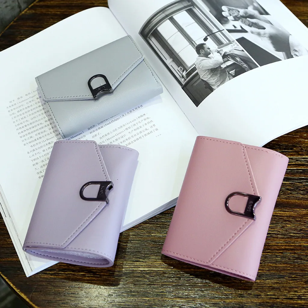 

Mini Wallets Purses Short Women wallet small three fold PU leather coin wallet fresh multi-function women purse female Purses