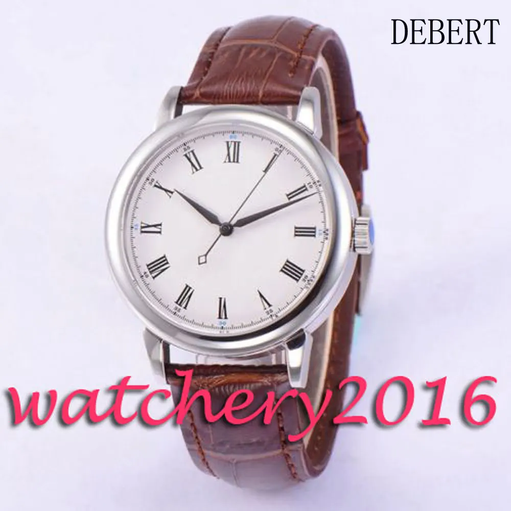 

Simple 40mm Debert white dial Roman numbers Automatic movement men's WristWatch