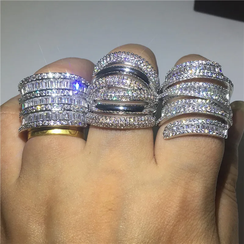 Handmade Big statement ring 925 Silver AAAAA Cubic Zirconia cocktail