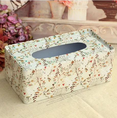 

European Nobel Style Rectangle Shape Fresh Spring Design Facial Paper Case Napkin Holder Gift Home Decoration T1255