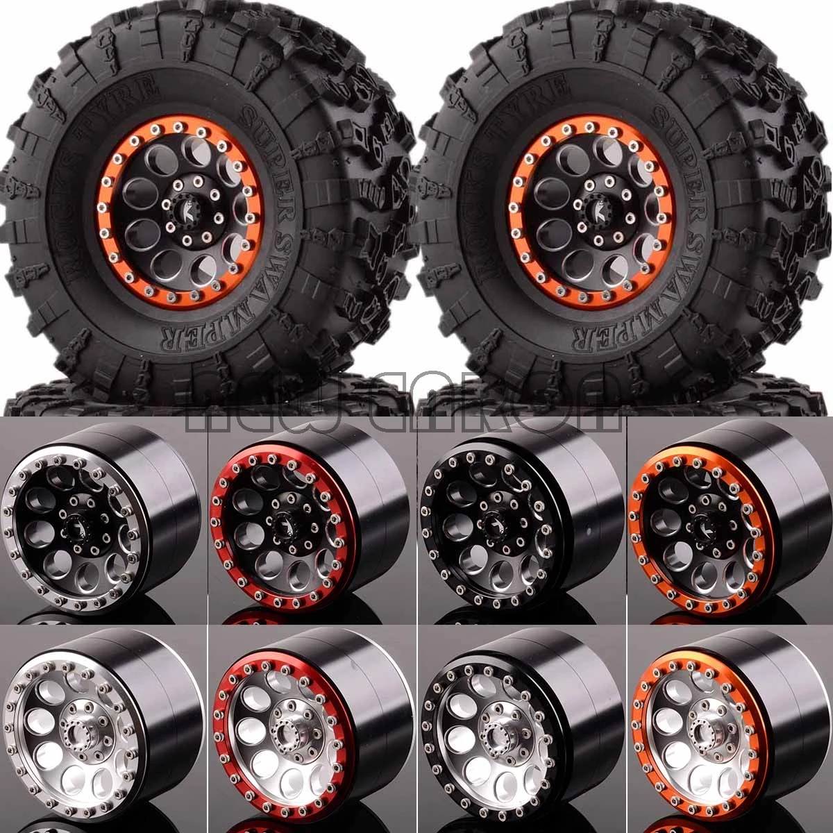 

NEW ENRON Aluminum 2.2" Beadlock Wheels & TIRES 2020-3022 FOR Axial Yeti/Wraith RC Crawler