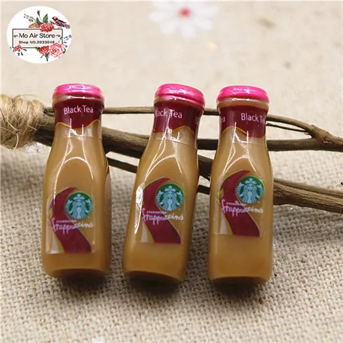 hot pink 10pcs 10pcs resin 3D cute Coffee Frappuccino bottle Cabochon imitation food drink Art Supply Decoration Charm DIY Craft - Цвет: hot pink 10pcs