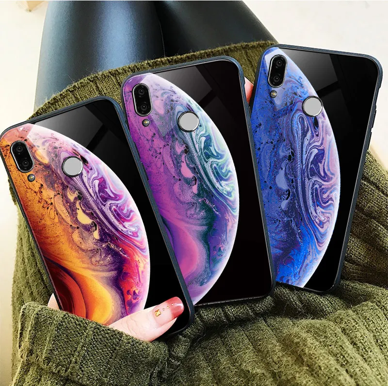 Hisomone Glass Silicone Case For Huawei P20 Lite P Smart Luxury Space Back Cover Case For Huawei Honor 9 Lite 10 Mate 20 Lite