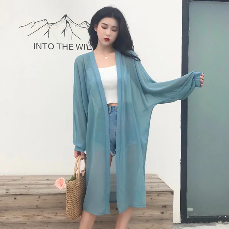 

2019 New Women Fashion Chiffon Tops Thin Blouse Long Sleeve Summer Cardigan Sun Protection Coat Summer Cardigan Blouses Shirts