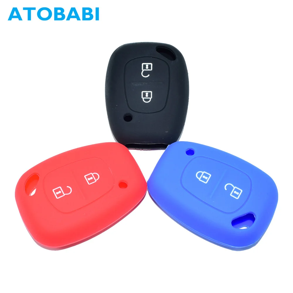 

2 Buttons Silicone Car Key Case Remote Fob Cover Holder For Renault Kangoo Dacia Logan Sandero Duster Keychain Protector Bag
