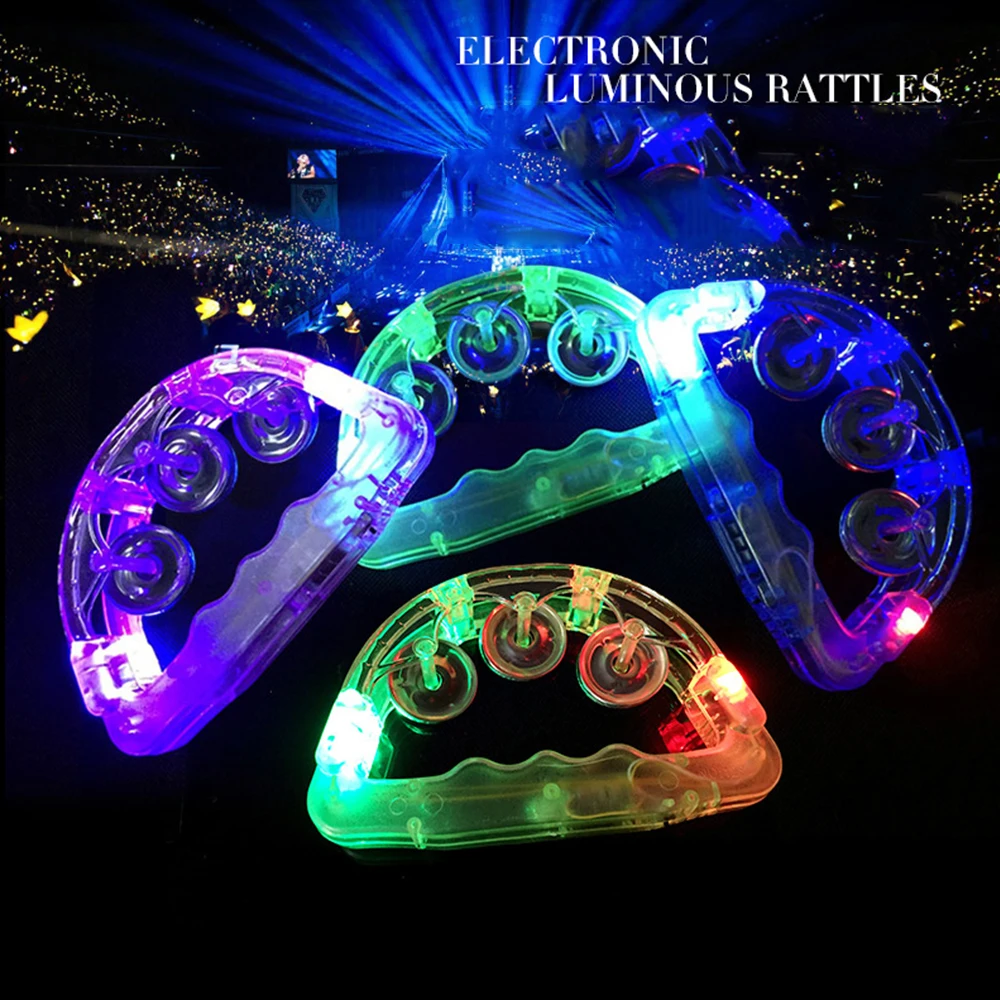 Christmas Colorful LED Flashing Baby Rattle Hand Bell Practical Jokes