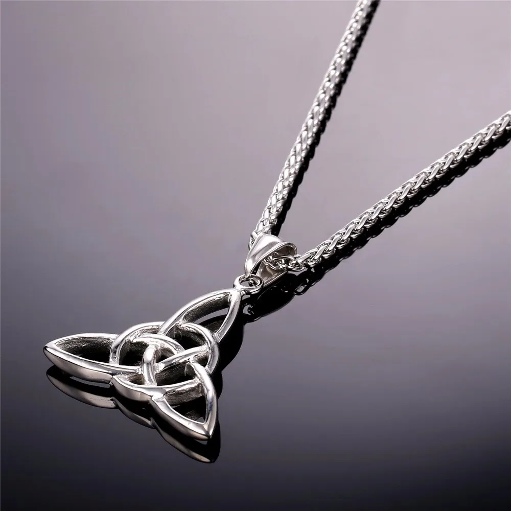 U7 Viking Jewelry Celtic Knots Necklaces & Pendants Triquetra Gold Color Stainless Steel Men Chain Gift Irish Knot Charm P722 U7 Viking Jewelry Celtic Knots Necklaces & Pendants Triquetra Gold Color Stainless Steel Men Chain Gift Irish Knot Charm P722