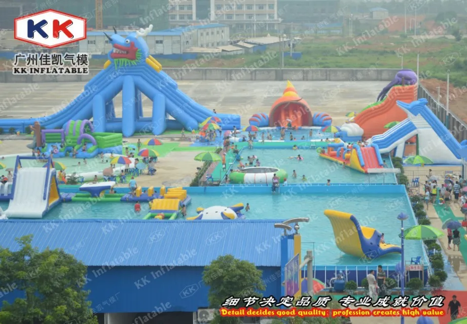 

large resort outdoor inflatable water park and water slide
