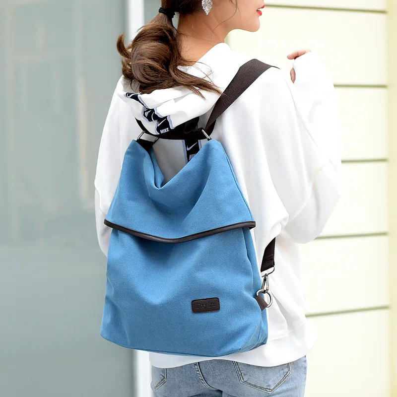  Fashion Women Backpack Simple Canvas Backpack Large Capacity Bookbag Waterproof Anti Theft Travel B - 32924997626