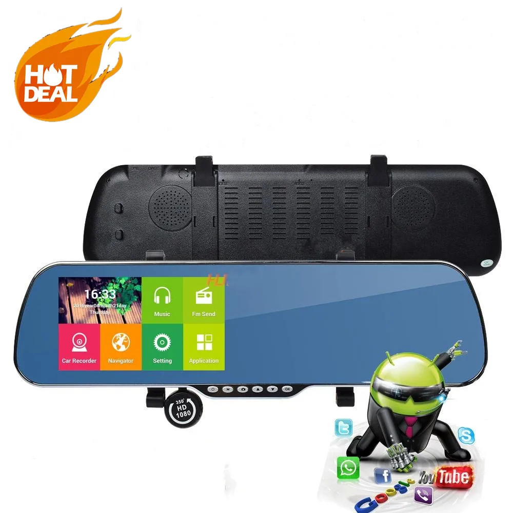 

Fonwoon 5"Android rearview mirror car camera gps navigation wifi car video recorder dual lens 1080P vehicle dvr parking dashcam