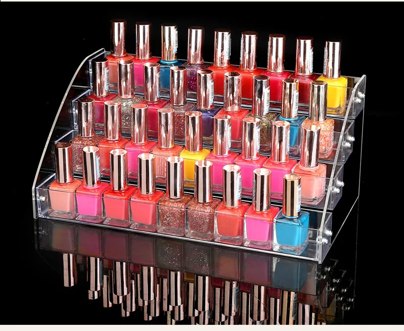 Pro4 6Tiers Removable Nail Polish Shelf Acrylic Clear Cosmetic Varnish