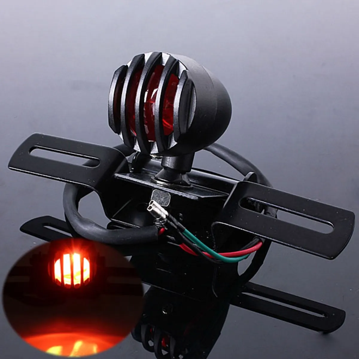

12V 3 Wire Motorcycle Rear Brake Stop Tail Light Lamp with Mount Bracket For Harley Chopper Bobber