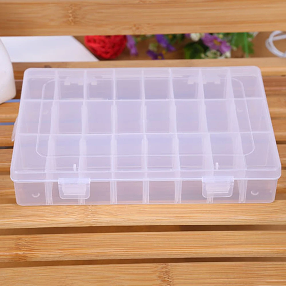 

24 Compartments Clear Storage Box Plastic Jewelry Pills Storage Boxes Bins Organizer Container Home Storage Organization