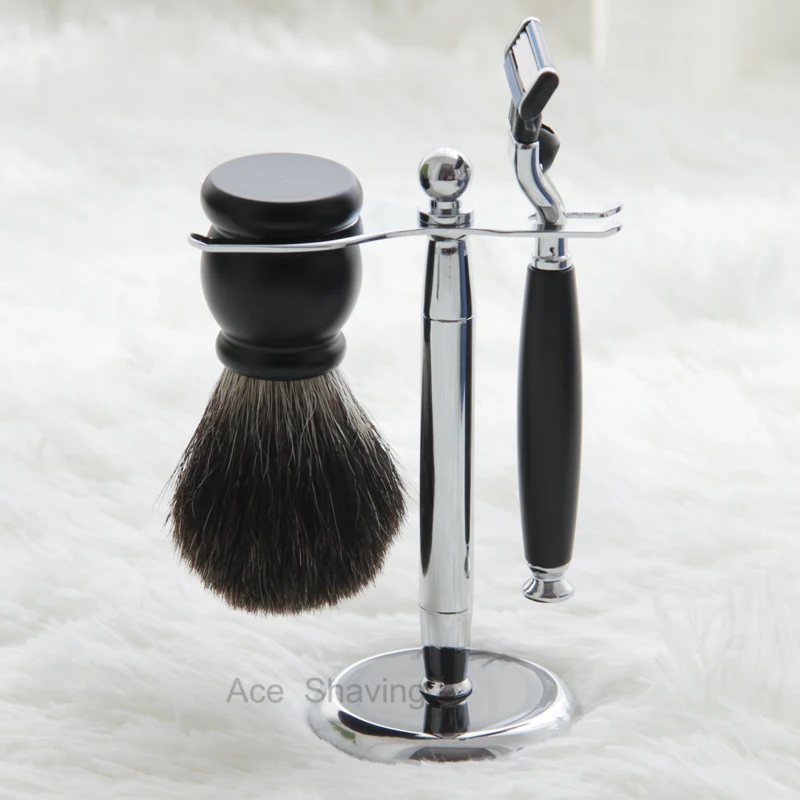 Черный/Silvertip барсучья щетка набор для бритья наборы для ванной комнаты влажные волосы Бритва для чистого бритья подставка подарок